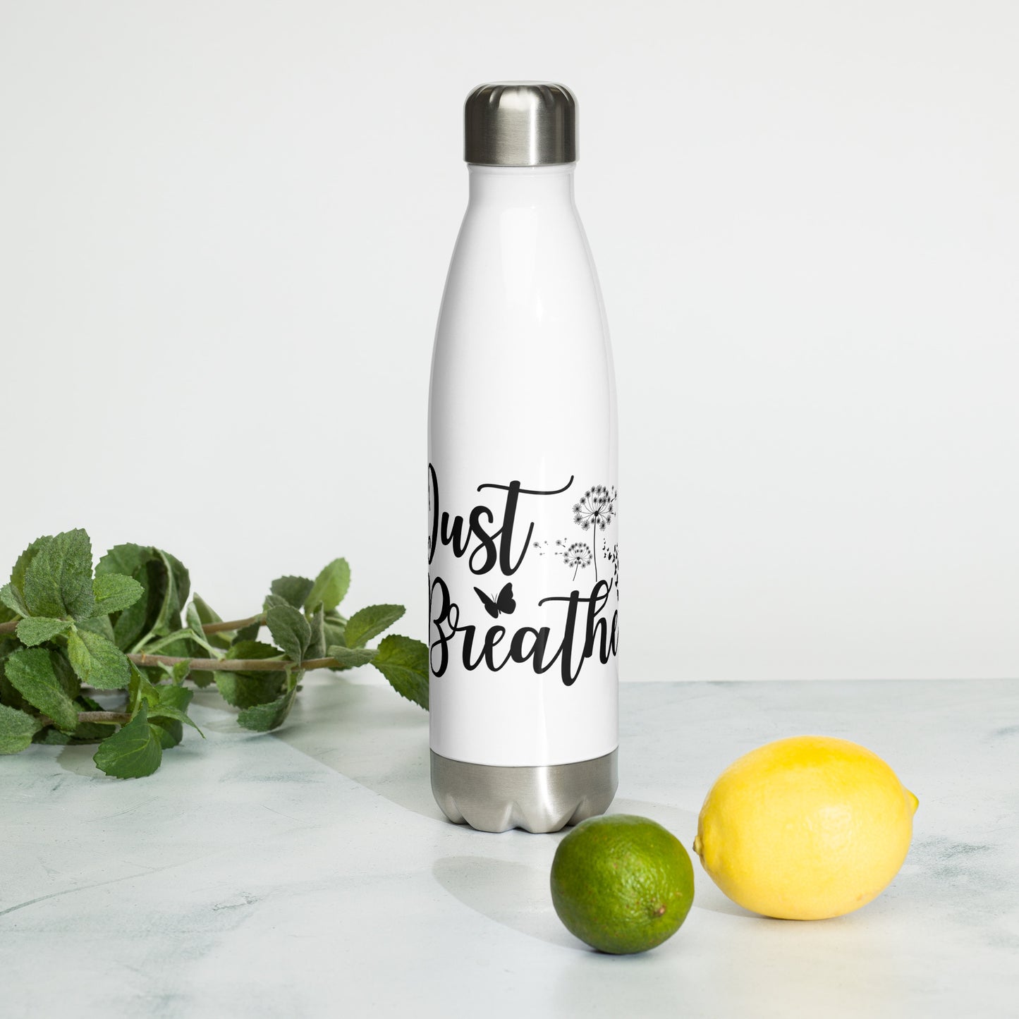 Stainless Steel Water Bottle / Just Breathe
