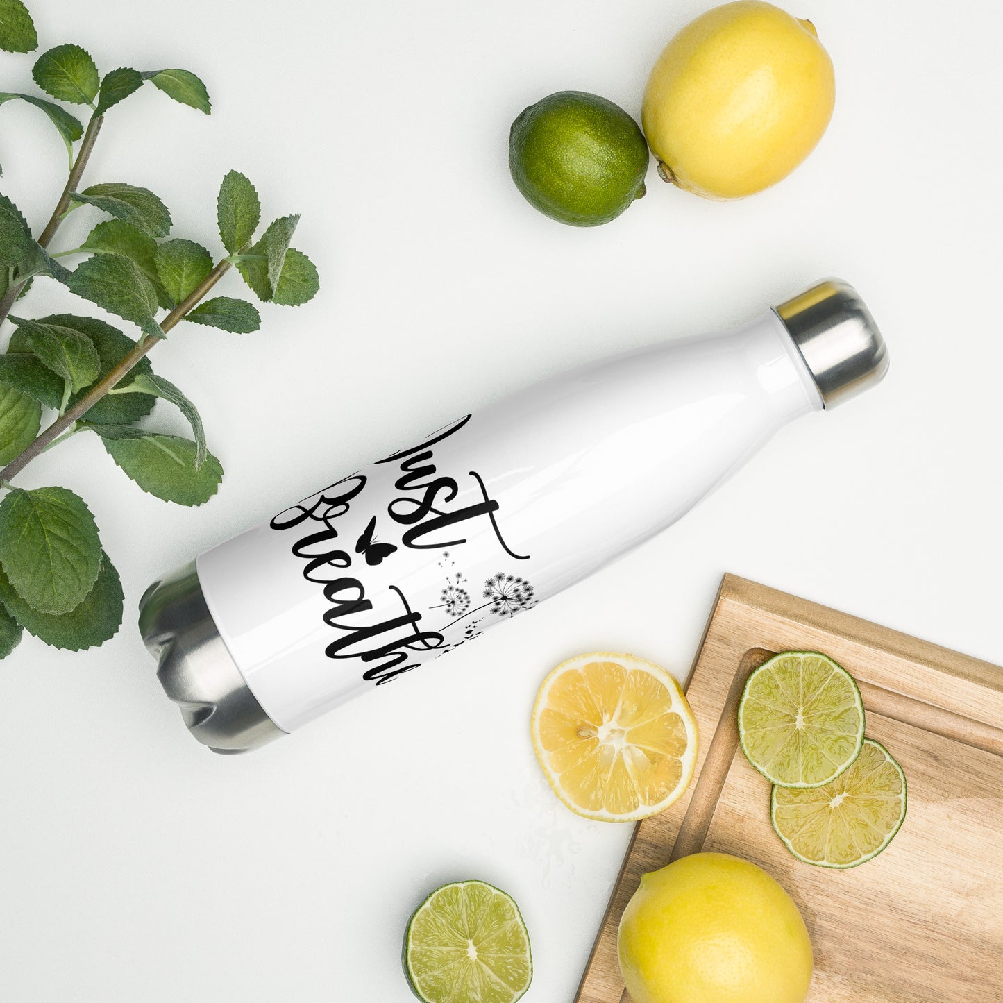 Stainless Steel Water Bottle / Just Breathe